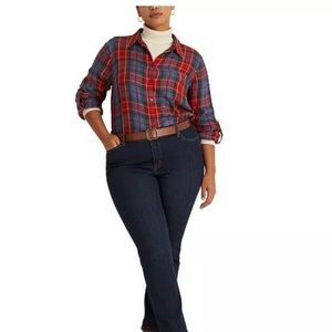 Ralph lauren red multi plaid shirt sz XS NWT